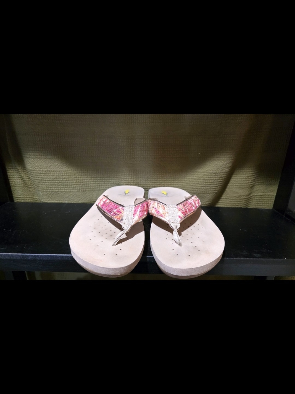 Volatile Pink Patterned Thong Sandals with Neutral Footbed